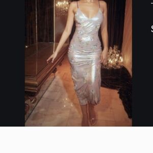 House Of CB Floral Satin Slip Dress